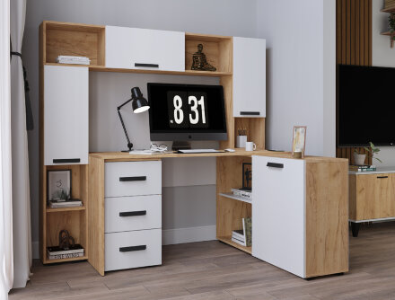  Уголок школьника Квартет-13, Дуб крафт золотой/Белый (Комплект 2) 