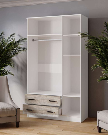 Шкаф 3-х дверный с зеркалом 1200 Лагуна, Белый/ Дуб Юкон 