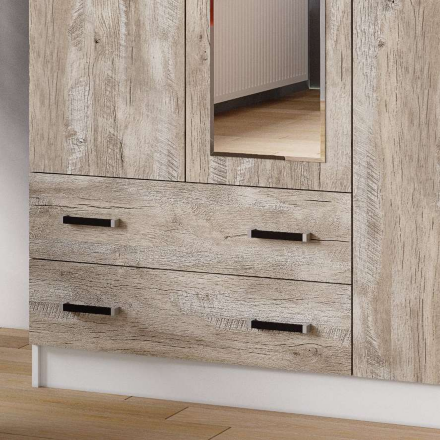 Шкаф 3-х дверный с зеркалом 1200 Лагуна, Белый/ Дуб Юкон 