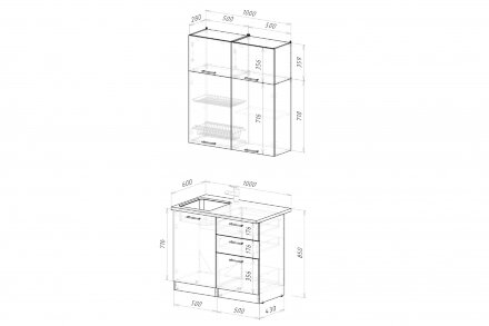Кухонный гарнитур Альба мини, 100 см 