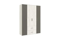 Шкаф 4-х створчатый Фиеста New, Дуб крафт белый / Графит