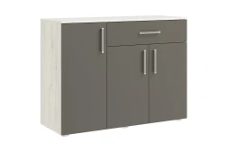 Комод (1 ящик, 3 двери) Фиеста New, Дуб крафт белый / Графит