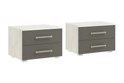 Тумба прикроватная (комплект из 2 штук) Фиеста New, Дуб крафт белый / Графит