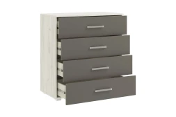 Комод с 4 ящик Фиеста New, Дуб крафт белый / Графит